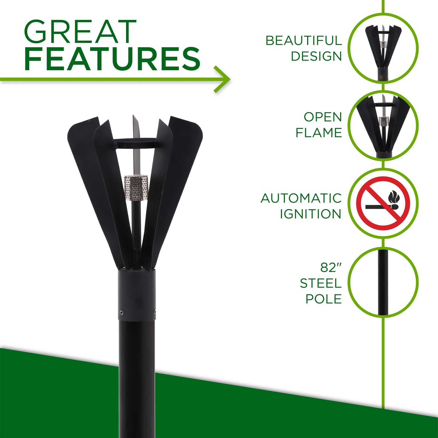 Big Kahuna Fin-Style Automated Permanent Gas Tiki Torch