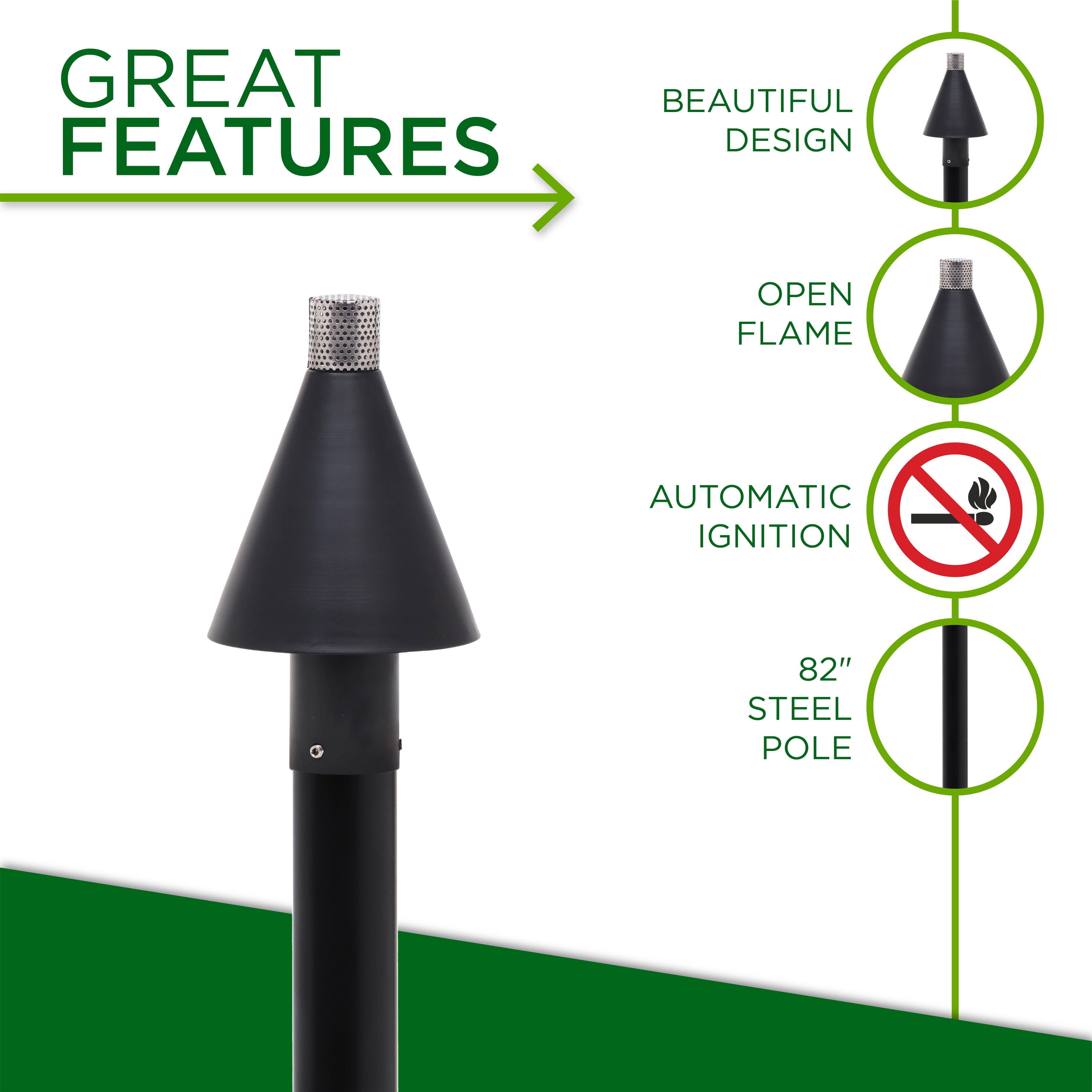 Big Kahuna Black Cone Automated Permanent Gas Tiki Torch – Tiki